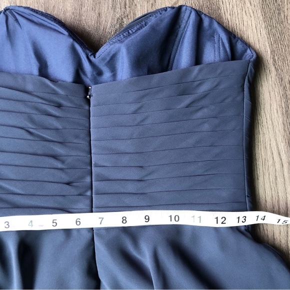 Morilee Madeline Gardner Short Dress Size 2/4 Dusty Blue Draped Chiffon Formal - Picture 7 of 10